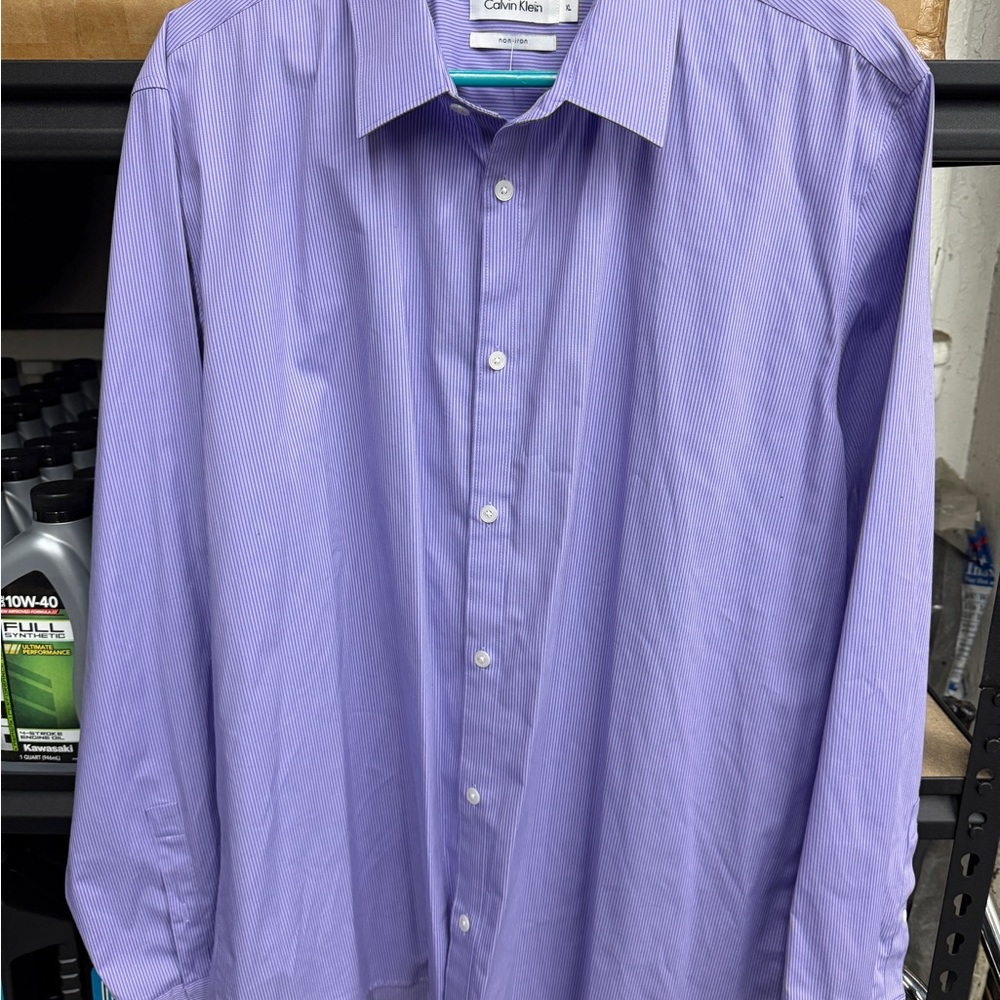 Calvin Klein Men's Lavender Pinstripe Dress Shirt XL